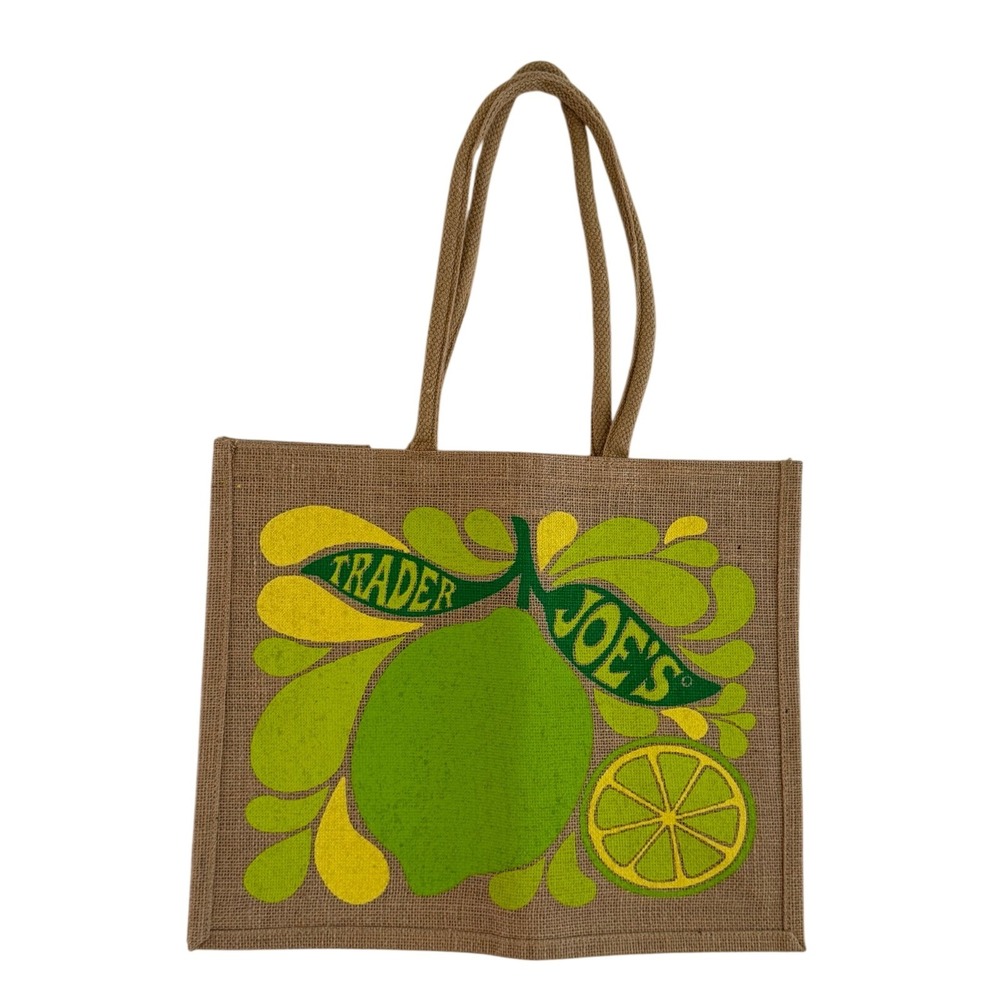 Trader Joe's Citrus Burlap Tote Bag